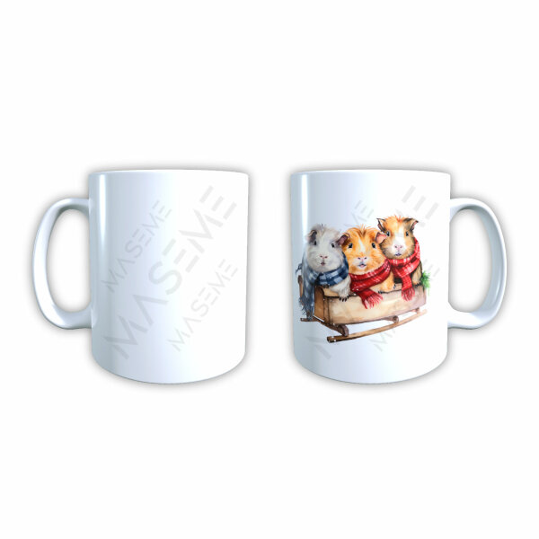 Tasse - Meerschweinchen Weihnachtsschlitten